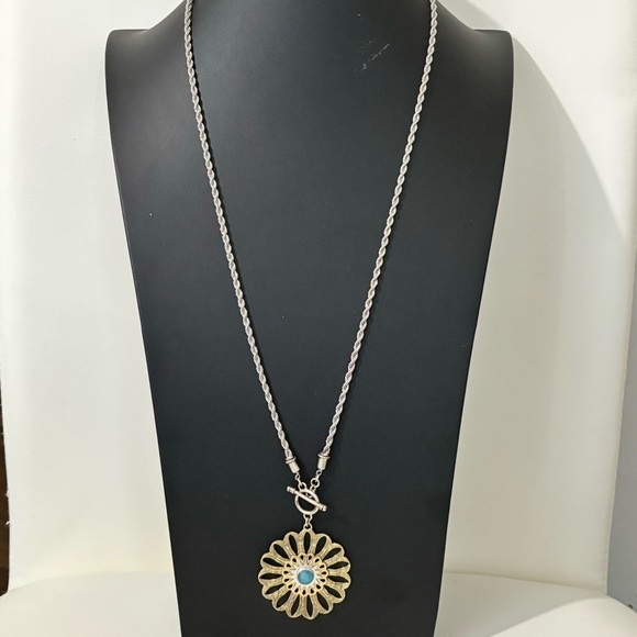 Sara Blaine for Willow House sterling toggle medallion long necklace - Picture 1 of 4